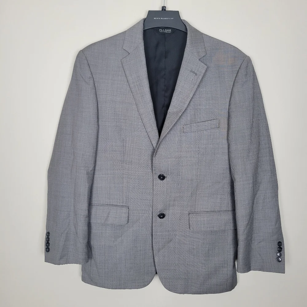 Jos A Bank Traveler Blazer Jacket Tailored Fit Mens 41R Gray 100% Wool